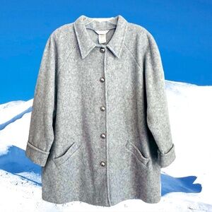 Blair Size 2XL Heather Gray Button Front Winer Coat Welt Pockets Polyester
